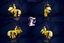 Size: 4608x3072 | Tagged: safe, artist:ncmares, artist:shuxer59, applejack, rarity, pony, g4, cowboy hat, glasses, hat, high res, irl, lasso, photo, rope, sculpture, stetson, traditional art
