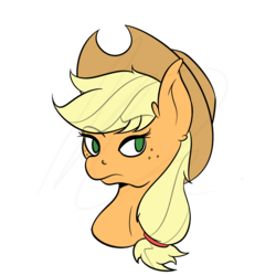 Size: 1226x1226 | Tagged: safe, artist:wulfanite, applejack, pony, g4, bust, example, female, flat colors, simple background, solo, transparent background