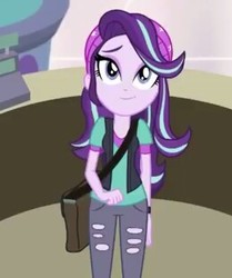 Size: 260x311 | Tagged: safe, screencap, starlight glimmer, equestria girls, equestria girls specials, g4, my little pony equestria girls: mirror magic, clothes, cropped, female, hat, pants, smiling, solo