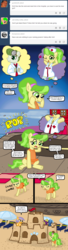 Size: 640x2344 | Tagged: safe, artist:ficficponyfic, chickadee, ms. peachbottom, oc, pony, cyoa:peachbottom's quest, g4, beach, cyoa, jezzie belle, tumblr