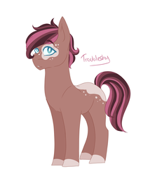 Size: 1201x1302 | Tagged: safe, artist:kittii-kat, oc, oc only, oc:bambi, earth pony, pony, male, offspring, parent:fluttershy, parent:trouble shoes, parents:troubleshy, simple background, solo, stallion, white background