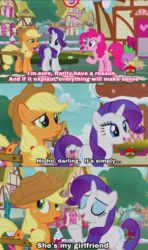 Size: 1915x3232 | Tagged: safe, edit, edited screencap, screencap, applejack, pinkie pie, rarity, spike, pony, g4, honest apple, comic, female, lesbian, screencap comic, ship:rarijack, shipping