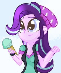 Size: 1933x2296 | Tagged: safe, artist:pastelhorses, starlight glimmer, equestria girls, equestria girls specials, g4, my little pony equestria girls: mirror magic, female, food, ice cream, ice cream cone, solo