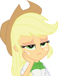 Size: 1281x1688 | Tagged: safe, artist:sketchmcreations, applejack, equestria girls, g4, my little pony equestria girls: rainbow rocks, shake your tail, bored, clothes, cowboy hat, female, freckles, hat, lidded eyes, simple background, solo, stetson, transparent background, vector