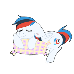 Size: 2000x2000 | Tagged: safe, artist:linand20, oc, oc only, oc:retro city, pegasus, pony, female, high res, mare, pillow, simple background, solo, transparent background
