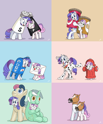 Size: 11250x13500 | Tagged: safe, artist:docwario, bon bon, lyra heartstrings, rarity, sweetie belle, sweetie drops, dalmatian, dog, pony, unicorn, forever filly, g4, absurd resolution, clothes, costume, disgusted, female, filly, fire hydrant, fire hydrant costume, food, food costume, hoers mask, i love it!, jam, jam costume, jelly, jelly costume, ludicrous res, mail, mail costume, mailbox, mailbox costume, mare, mask, peanut butter, peanut butter costume, pepper, pepper costume, pepper shaker costume, pony costume, salt, salt costume, salt shaker costume, sisters, sweetie belle is not amused, unamused