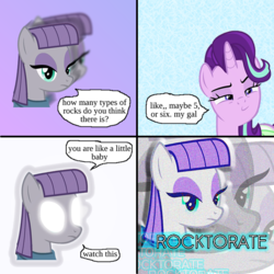 Size: 600x600 | Tagged: safe, maud pie, starlight glimmer, pony, g4, 1000 hours in gimp, dank memes, glowing eyes, glowing eyes meme, meme, meme man, rocktorate, surreal meme, youtube link, zoom layer