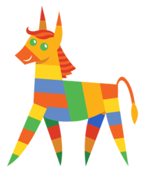 Size: 400x475 | Tagged: safe, artist:mikej, oc, oc only, donkey, pony, burro, fiesta, piñata, pointy ponies, simple background, solo, transparent background