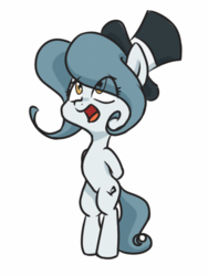 Size: 600x800 | Tagged: safe, artist:lalieri, oc, oc only, oc:hattsy, earth pony, pony, bipedal, female, hat, mare, simple background, solo, style emulation, top hat, white background