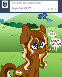 Size: 400x500 | Tagged: safe, artist:spottyfreak, oc, oc only, oc:sticky roll, earth pony, pony, ask, solo, tumblr