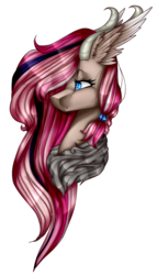 Size: 845x1476 | Tagged: safe, artist:symphstudio, oc, oc only, oc:mirach, draconequus, pony, bust, female, portrait, simple background, solo, transparent background