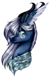 Size: 697x1096 | Tagged: safe, artist:symphstudio, oc, oc only, draconequus, pony, bust, female, portrait, simple background, solo, transparent background