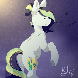 Size: 3000x3000 | Tagged: safe, artist:mah521, oc, oc only, oc:opal orchestra, earth pony, pony, eyes closed, female, high res, magical lesbian spawn, mare, offspring, parent:coloratura, parent:marble pie, parents:colormarble, rearing, singing, solo