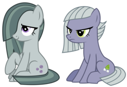 Size: 2616x1813 | Tagged: safe, artist:sketchmcreations, limestone pie, marble pie, earth pony, pony, g4, rock solid friendship, raised hoof, simple background, sitting, transparent background, vector