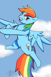 Size: 724x1080 | Tagged: safe, artist:yoichi-hayabusa, rainbow dash, pony, g4, female, flying, solo