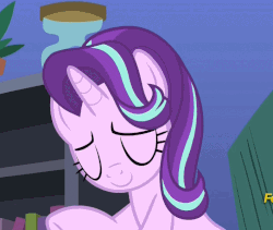 Size: 707x598 | Tagged: safe, screencap, starlight glimmer, pony, unicorn, g4, rock solid friendship, season 7, animated, cute, female, gif, glimmerbetes, hooves together, mare, open mouth, solo, starlight's room