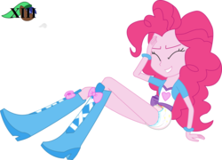 Size: 1501x1083 | Tagged: safe, artist:mlpcutepic, edit, pinkie pie, equestria girls, g4, boots, diaper, diaper edit, female, non-baby in diaper, shoes, solo