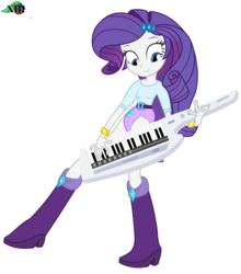 Size: 2354x2674 | Tagged: safe, artist:mlpcutepic, edit, rarity, equestria girls, g4, player piano, boots, breasts, diaper, diaper edit, female, high res, keytar, musical instrument, non-baby in diaper, shoes, solo