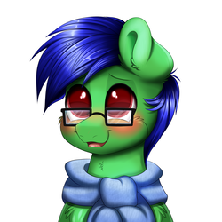 Size: 2000x2000 | Tagged: safe, artist:confetticakez, oc, oc only, pony, blushing, commission, cute, gift art, glasses, high res, male, ocbetes, smiling, solo, stallion