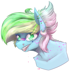 Size: 1844x1894 | Tagged: safe, artist:lrusu, oc, oc only, oc:venus, anthro, bandaid, bandaid on nose, female, mare, simple background, solo, tongue out, transparent background