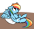 Size: 926x782 | Tagged: safe, artist:neuro, rainbow dash, pegasus, pony, g4, female, floppy ears, mare, on back, pillow, simple background, solo, transparent background