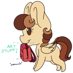 Size: 4396x4416 | Tagged: safe, artist:cutepencilcase, oc, oc only, oc:pencil case, pony, absurd resolution, backpack, chibi, cute, female, mare, mouth hold, ocbetes, simple background, solo, transparent background