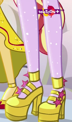 Size: 638x1071 | Tagged: safe, screencap, sci-twi, sunset shimmer, twilight sparkle, equestria girls, equestria girls specials, g4, my little pony equestria girls: dance magic, clothes, cropped, female, high heels, legs, logo, pictures of legs, platform shoes, shoes, teletoon