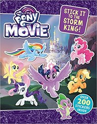 Size: 391x499 | Tagged: safe, applejack, fluttershy, pinkie pie, rainbow dash, rarity, spike, twilight sparkle, alicorn, dragon, pony, g4, my little pony: the movie, amazon.com, book, mane seven, mane six, merchandise, my little pony logo, stick it to the storm king, sticker, twilight sparkle (alicorn), united kingdom