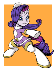 Size: 2550x3300 | Tagged: safe, artist:latecustomer, rarity, pony, unicorn, g4, bipedal, commission, crossover, female, high res, mare, pose, power rangers, smiling, solo, super sentai