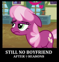 Size: 600x630 | Tagged: safe, cheerilee, earth pony, pony, g4, demotivational poster, female, forever alone, meme, motivational poster, poor cheerilee, solo