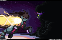 Size: 1523x995 | Tagged: safe, artist:droll3, king sombra, pony, g4, crossover, fight, guilty gear, ponified, sol badguy