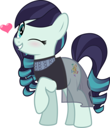 Size: 5994x6959 | Tagged: safe, artist:jhayarr23, coloratura, earth pony, pony, g4, the mane attraction, absurd resolution, blushing, clothes, cute, female, heart, looking at you, mare, one eye closed, raised hoof, rarabetes, see-through, simple background, smiling, solo, transparent background, wink