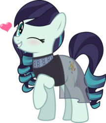 Size: 5994x6959 | Tagged: safe, artist:jhayarr23, coloratura, earth pony, pony, g4, the mane attraction, absurd resolution, blushing, clothes, cute, female, heart, looking at you, mare, one eye closed, raised hoof, rarabetes, see-through, simple background, smiling, solo, transparent background, wink, winking at you