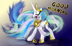 Size: 2038x1300 | Tagged: safe, artist:xbi, princess celestia, pony, g4, female, morning ponies, solo, wingless, yawn