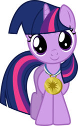 Size: 1561x2505 | Tagged: safe, artist:punzil504, twilight sparkle, pony, unicorn, g4, cute, female, filly, filly twilight sparkle, head tilt, medal, simple background, solo, transparent background, twiabetes, unicorn twilight, vector, younger