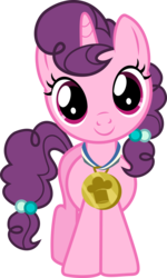 Size: 1726x2876 | Tagged: safe, artist:punzil504, sugar belle, pony, g4, cute, female, filly, medal, simple background, smiling, solo, transparent background, vector