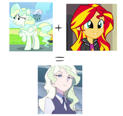 Size: 1800x1700 | Tagged: safe, edit, edited screencap, screencap, sunset shimmer, vapor trail, equestria girls, g4, my little pony equestria girls: rainbow rocks, top bolt, cropped, crossover, cute, diana cavendish, little witch academia, shimmerbetes, vaporbetes, what if