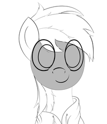 Size: 2500x2900 | Tagged: safe, artist:lightninglch, pony, clothes, grayscale, high res, hoodie, lightning charge, monochrome, simple background, sketch, smiling, solo, sweater, white background, wip