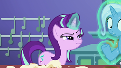 Size: 1920x1080 | Tagged: safe, screencap, starlight glimmer, trixie, pony, all bottled up, g4, duo, levitation
