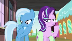 Size: 1920x1080 | Tagged: safe, screencap, starlight glimmer, trixie, pony, all bottled up, g4, duo, faic, saddle bag