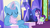 Size: 1920x1080 | Tagged: safe, screencap, starlight glimmer, trixie, pony, unicorn, all bottled up, g4, belly, duo, duo female, eyes closed, female, hoof on belly, horn, magic, napkin, saddle bag, telekinesis, twilight's castle