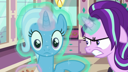 Size: 1920x1080 | Tagged: safe, screencap, starlight glimmer, trixie, pony, all bottled up, g4, duo, magic