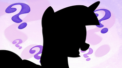 Size: 1920x1080 | Tagged: safe, screencap, twilight sparkle, alicorn, pony, all bottled up, g4, best friends until the end of time, female, happy, mare, question mark, silhouette, smiling, solo, template, twilight sparkle (alicorn), twilight's bottled thoughts