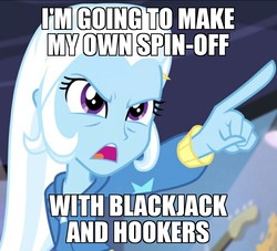 Size: 919x835 | Tagged: safe, edit, edited screencap, screencap, trixie, equestria girls, g4, guitar centered, my little pony equestria girls: rainbow rocks, blackjack and hookers, cropped, female, futurama, hax, image macro, male, meme, pointing, pointing trixie, solo, the series has landed, trixie yells at everything