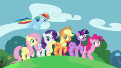 Size: 1600x900 | Tagged: safe, screencap, applejack, fluttershy, pinkie pie, rainbow dash, rarity, twilight sparkle, alicorn, pony, all bottled up, g4, animated, best friends until the end of time, female, gif, mane six, twilight sparkle (alicorn)