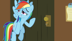 Size: 1920x1080 | Tagged: safe, screencap, rainbow dash, pony, all bottled up, g4, door, escape room, female, flying, key, lock, manehattan escapes, mare, solo