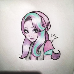 Size: 1080x1080 | Tagged: safe, artist:kunehime, starlight glimmer, equestria girls, g4, female, solo, traditional art