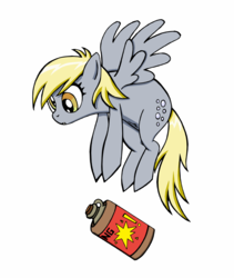 Size: 1057x1250 | Tagged: safe, artist:amiwakawaiidesu, derpy hooves, pony, g4, clumsy, female, flying, jug, nitroglycerin, simple background, solo, this will end in explosions