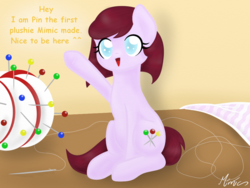 Size: 1024x768 | Tagged: safe, artist:mimicproductions, oc, oc only, oc:pin, earth pony, pony, female, mare, open mouth, pincushion, solo