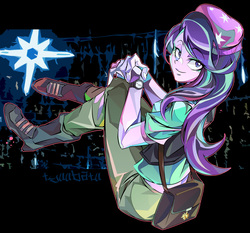 Size: 1600x1493 | Tagged: safe, artist:tyuubatu, starlight glimmer, equestria girls, equestria girls specials, g4, mirror magic, beanie, clothes, female, hat, looking at you, pants, smiling, solo